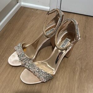 Badgley Mischka Pink Crystal Embellished Heels